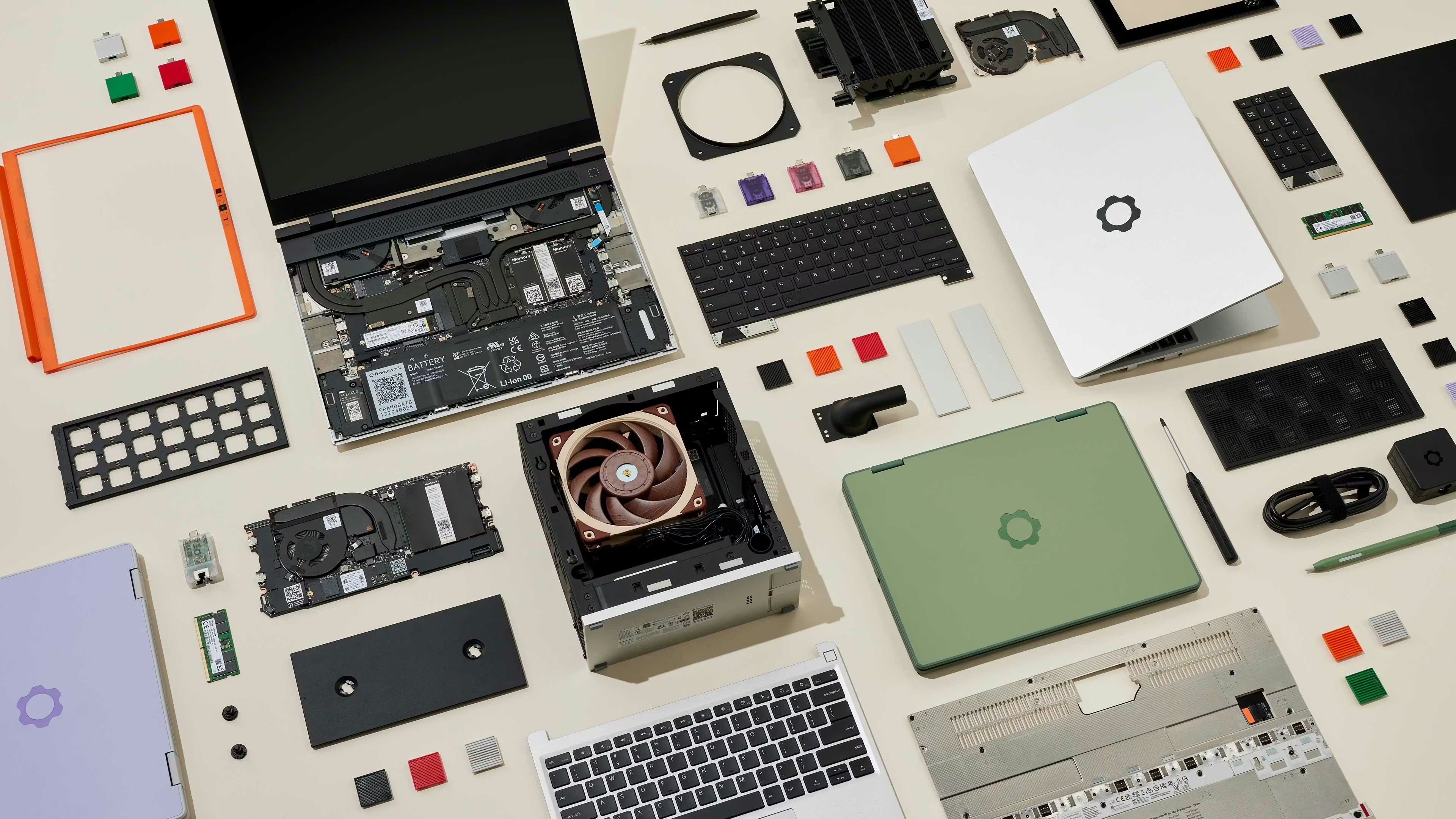 Parts laid out on a table